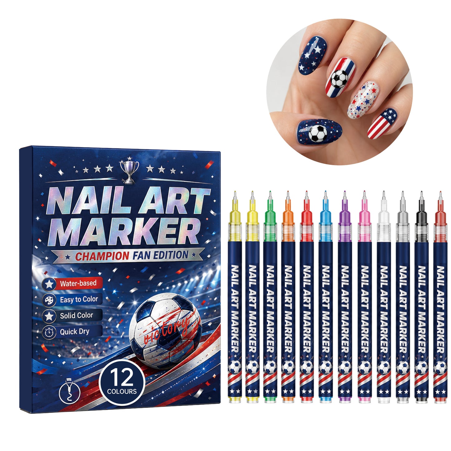 Nail Art Marker ⚽ Champion Fan Edition