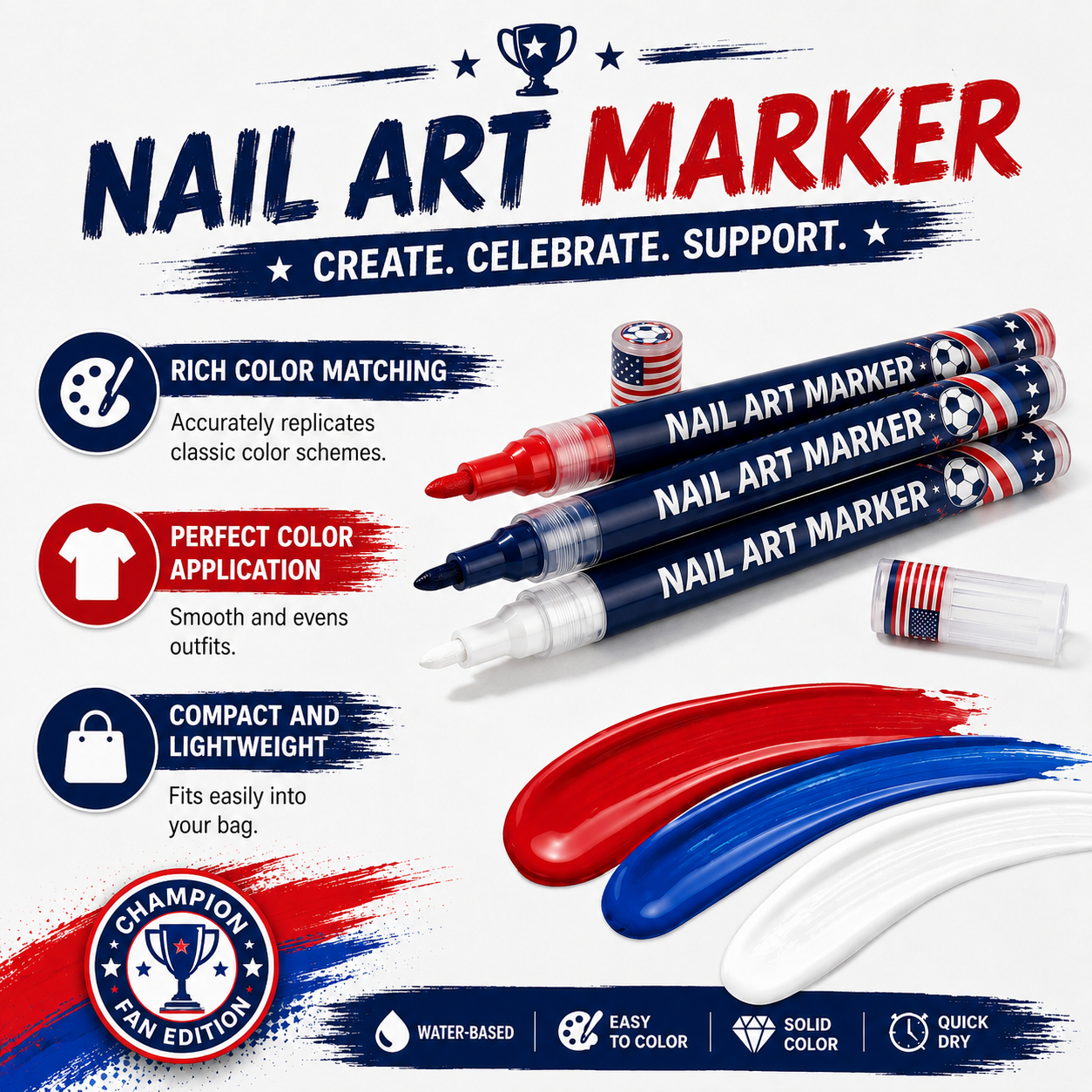 Nail Art Marker ⚽ Champion Fan Edition