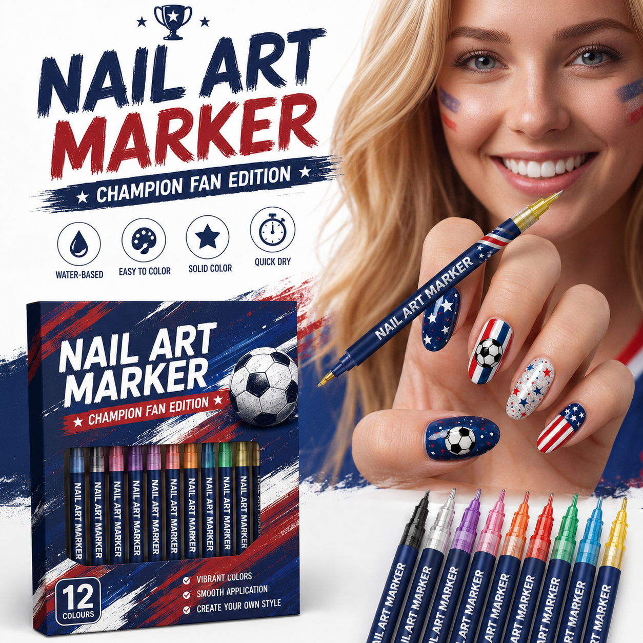 Nail Art Marker ⚽ Champion Fan Edition