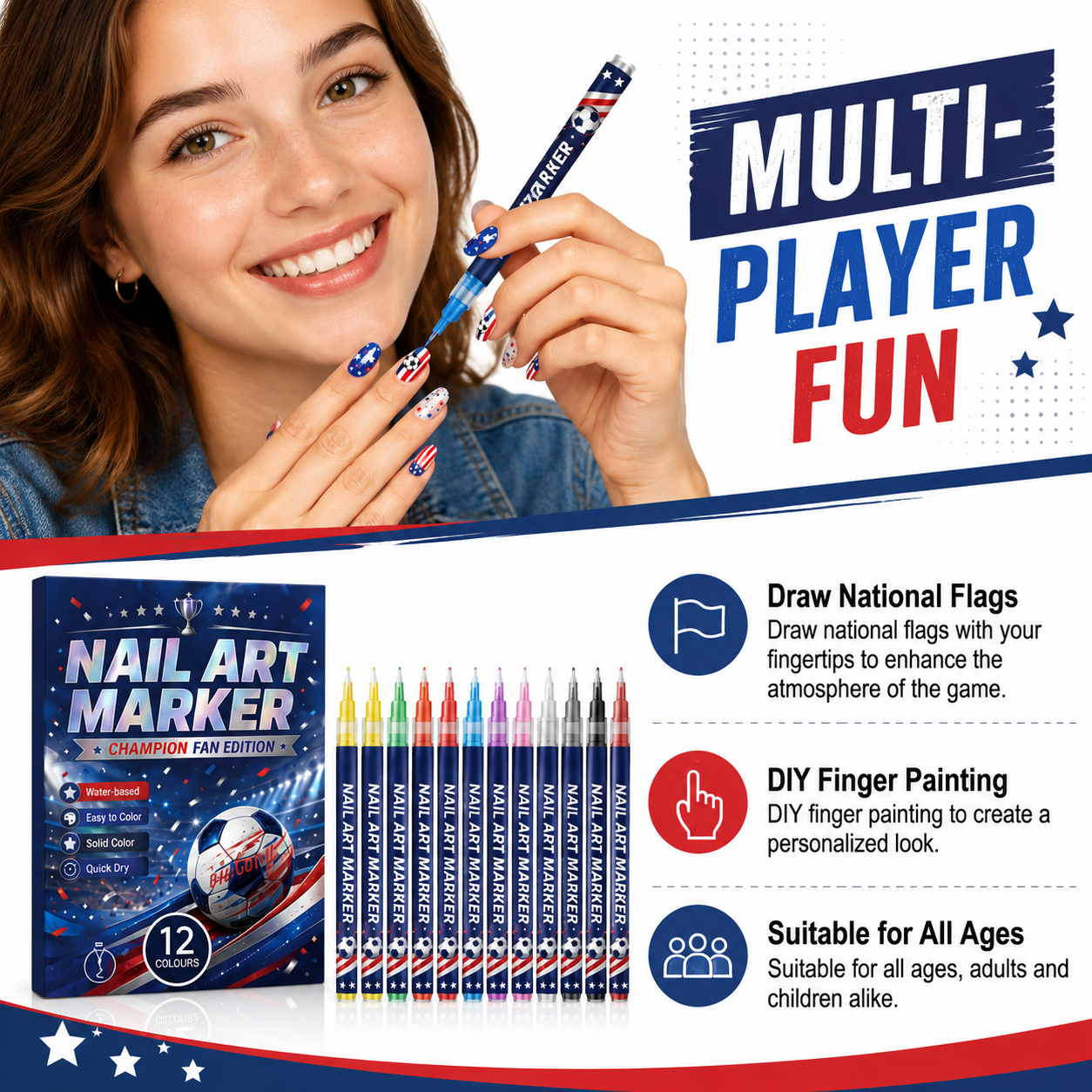 Nail Art Marker ⚽ Champion Fan Edition