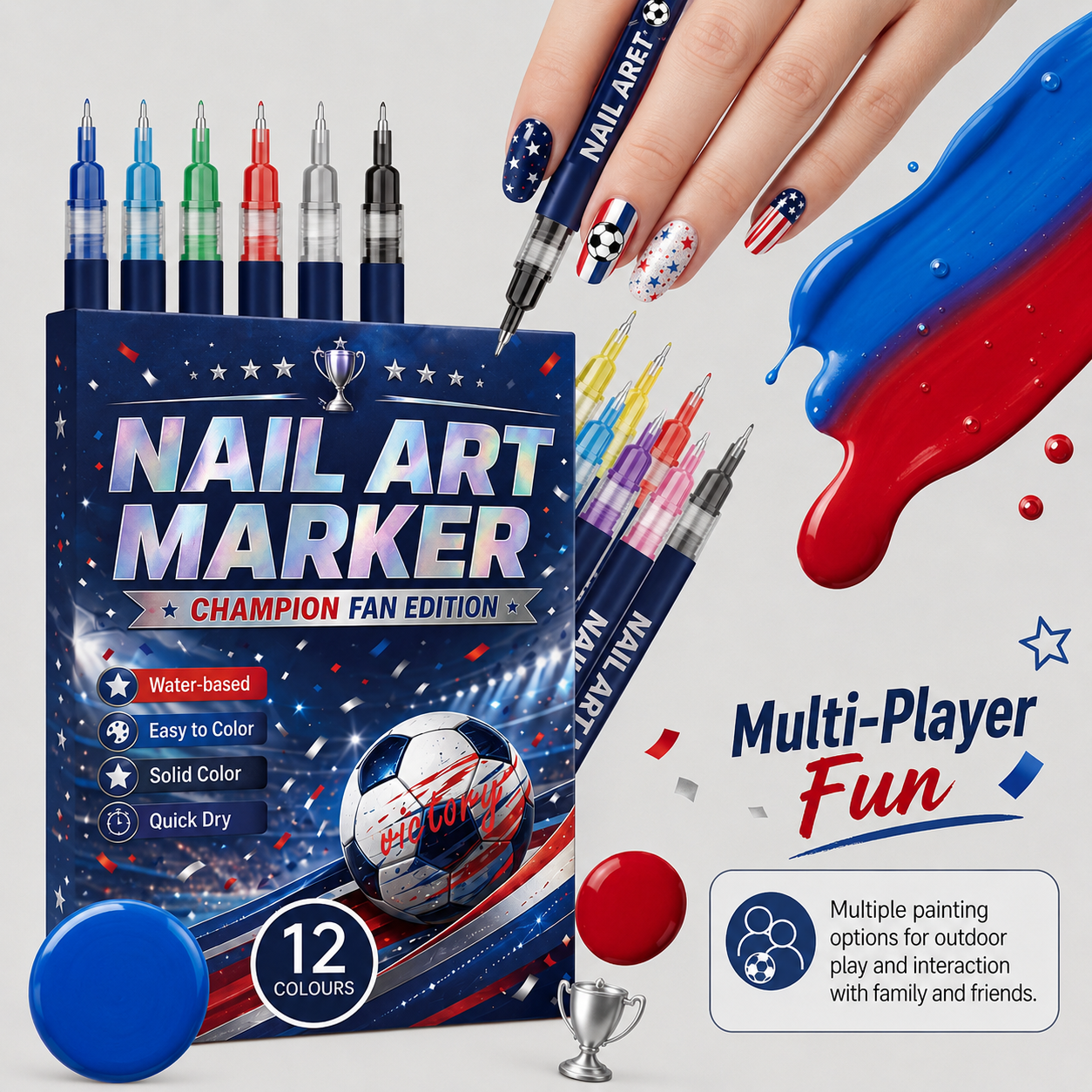 Nail Art Marker ⚽ Champion Fan Edition