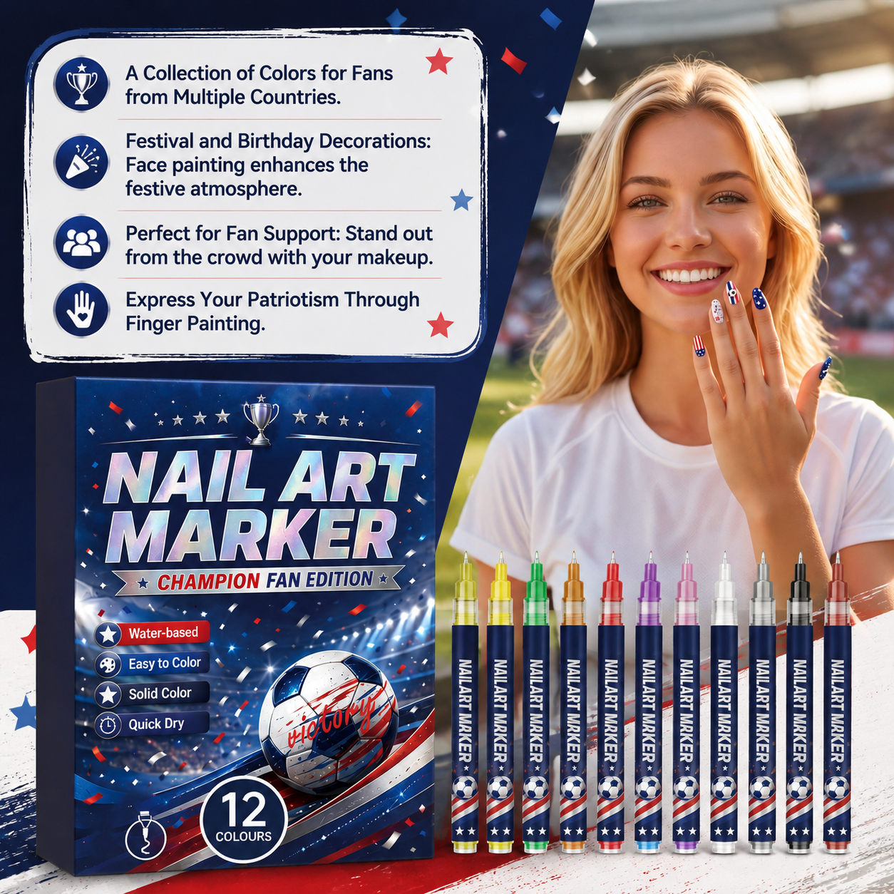 Nail Art Marker ⚽ Champion Fan Edition